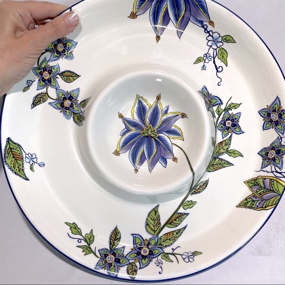 Home Accents White blue Floral serving appetizer platter veggie tray - Picture 5 of 11